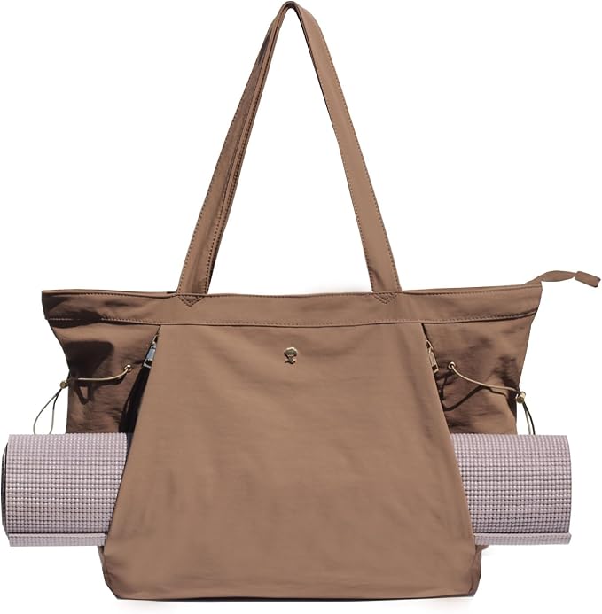 ESVAN Yoga Tote Bag for Women Shoulder Bags Drawstring for Office Workout Travel Carryall Pilates Gym and Beach