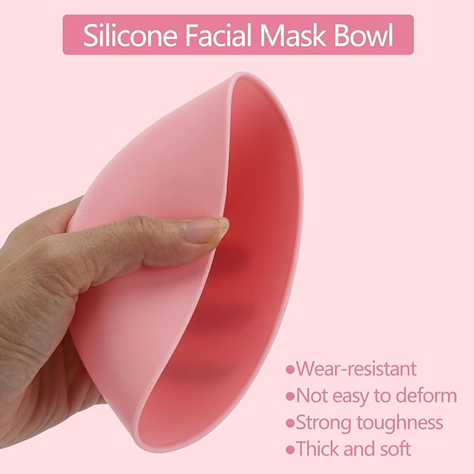 Tecbeauty Face Mask Mixing Bowl Set, 10 Pcs DIY Facemask Mixing Tool Kit with Silicone Facial Mask Bowl Brushes Stick Spatula Measuring Cup (Pink)