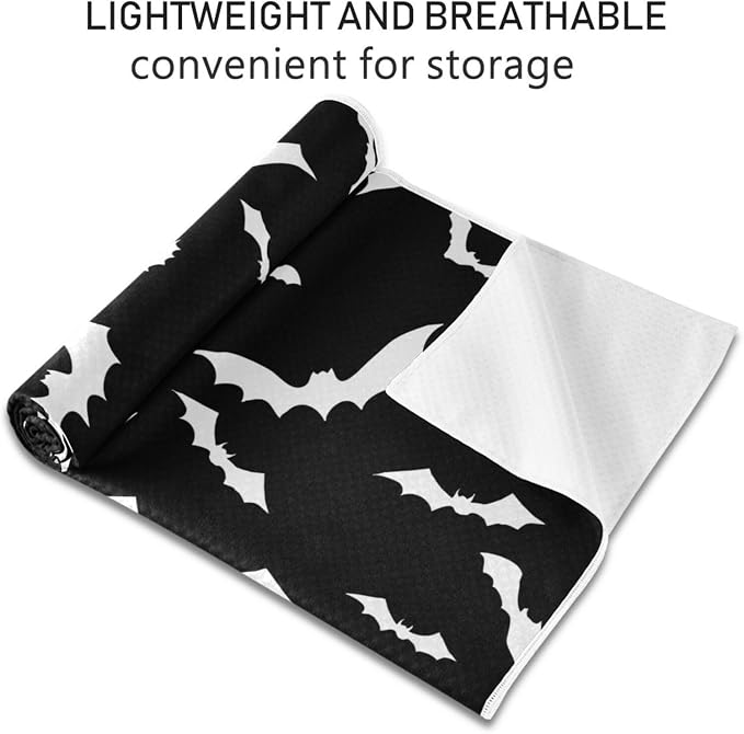 Non Slip Yoga Towel 73 x 27 in Halloween Bats Sweat Absorbent Yoga Mat Towel for Hot Yoga, Pilates and Workout