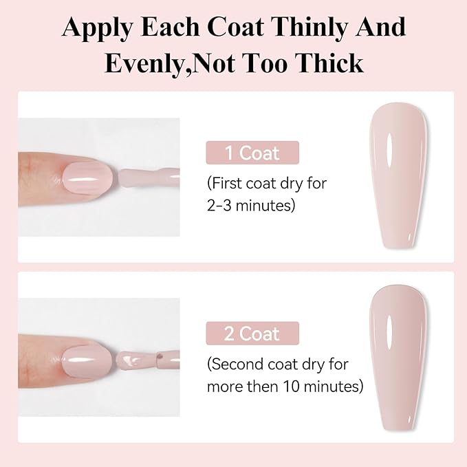 Gel-Like Nail Polish，4-in-1 Nude Nail Polish Quick Drying Long Lasting Shine Non Toxic No UV Needed for Nail Art Manicure DIY at Home