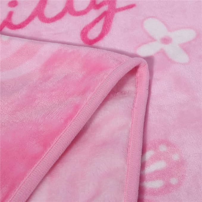 Cartoon Printing Throw Blanket for Girls Kids Adults, 40"x55", All Seasons Flannel Fleece Blanket, Soft & Warm Plush Blankets for Couch Sofa Bed Camping Travel (Pink 002)