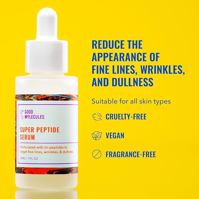 Good Molecules Super Peptide Serum Pack 3 – 1 fl oz / 30 ml Each | Lightweight Facial Serum with Peptides & Copper Tripeptides, Water-Based Skincare