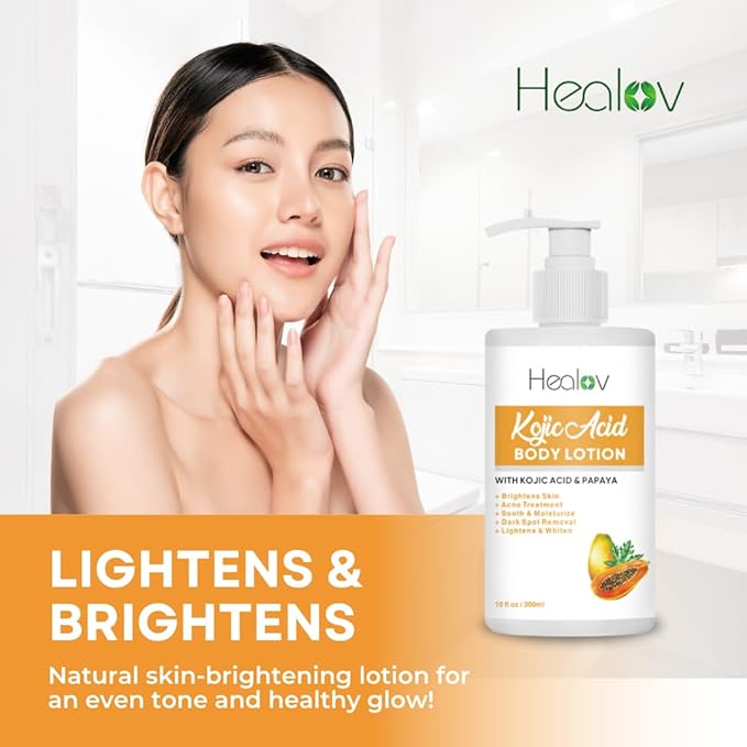 Kojic Acid Lotion – Skin Brightening Body Lotion for Age Spots, Hyperpigmentation, Intimate Areas – Dark Spot Remover, Reduces Acne, Scars and Evens Tone – Kojic Acid Cream for Brighter, Glowing Look