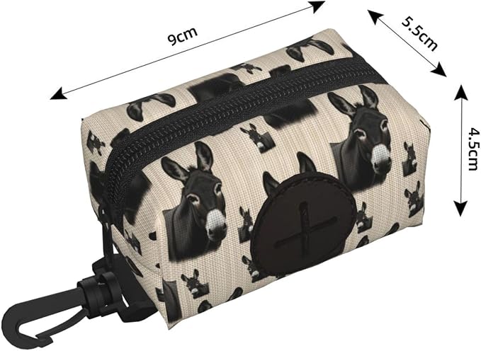 Dog Poop Bag Holder for Leashes Pouches for Pet Waste Bags and Walking Accessories (Funny Black Donkey Art)