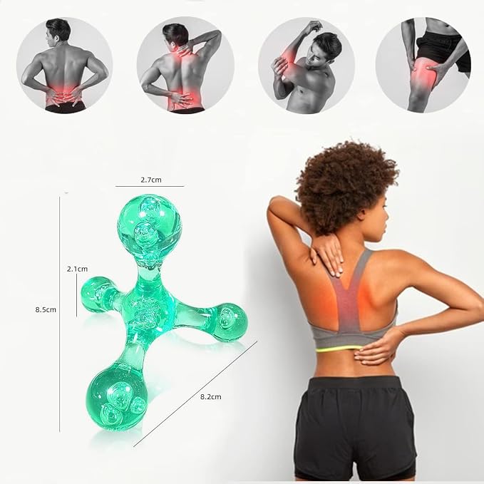 Trigger Point Massage Tools, 2 PCS 4 Point Manual Deep Muscle Tissue Trigger Massager, Handheld Palm Pressure Point Massage Tool, for Neck Shoulder Back Muscle Pain Relief (Red)