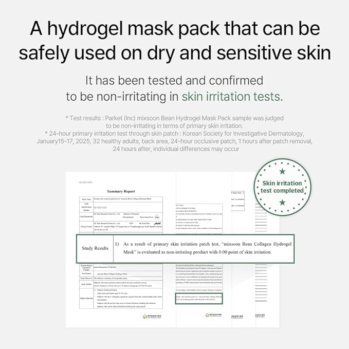 mixsoon Bean Collagen Hydrogel Mask Hydration All-In-One Firming, Soothing Gel Formula Face Mask for Radiant, Smooth Skin Stocking Stuffers 35g / 1.18 fl.oz. (5ea) Korean Glass Skin Care