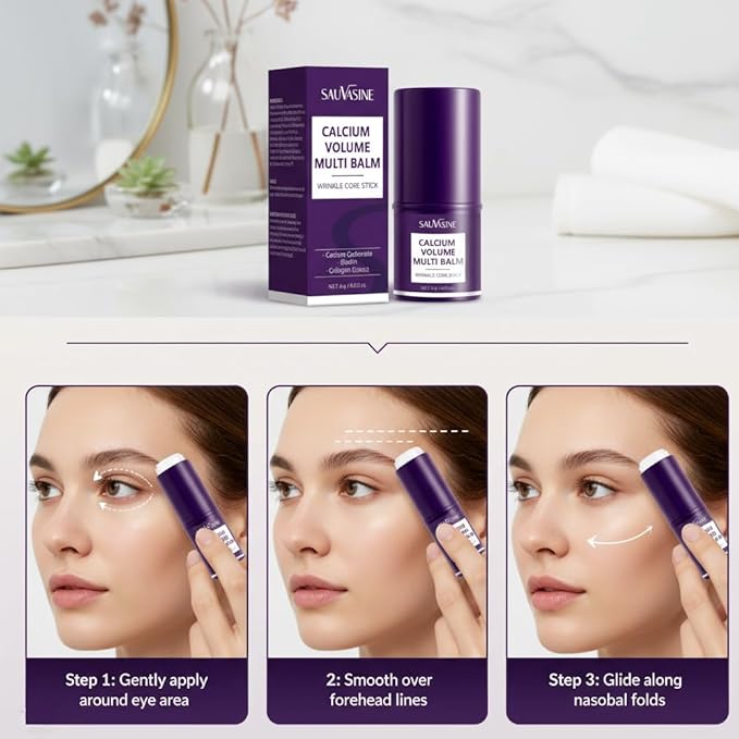 Lanthome Calcium Multi Balm,Calcium Volume Multi Balm,Wrinkle Core Stick,Collagen Moisturing Stick,Anti-aging, Hydrating, Firming Skin,Suitable for Eyes, Neck, Face-6g 2Pcs