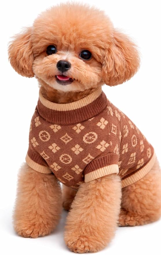 Everything Chic Luxury Dog Sweater – Soft Knit Designer Pet Outfit for Small Dogs & Puppies, XS–L, Stylish Warm Clothing for Yorkies, Chihuahuas, Dachshunds, Maltese, French Bulldog