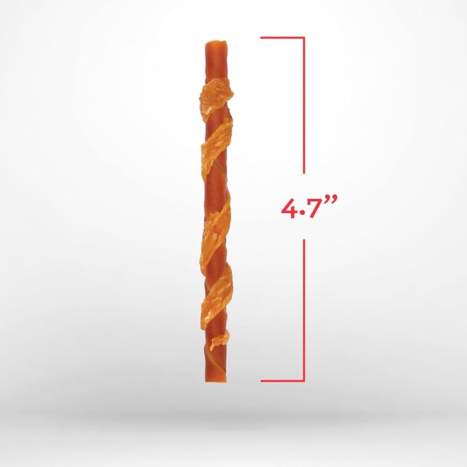 DreamBone Twist Stick Sirloin Rawhide-Free Dog Treats, 15 Count | Daily Chew, Digests Safely and Completely, Made With Real Protein, Chicken and Veggies, For Adult Dogs