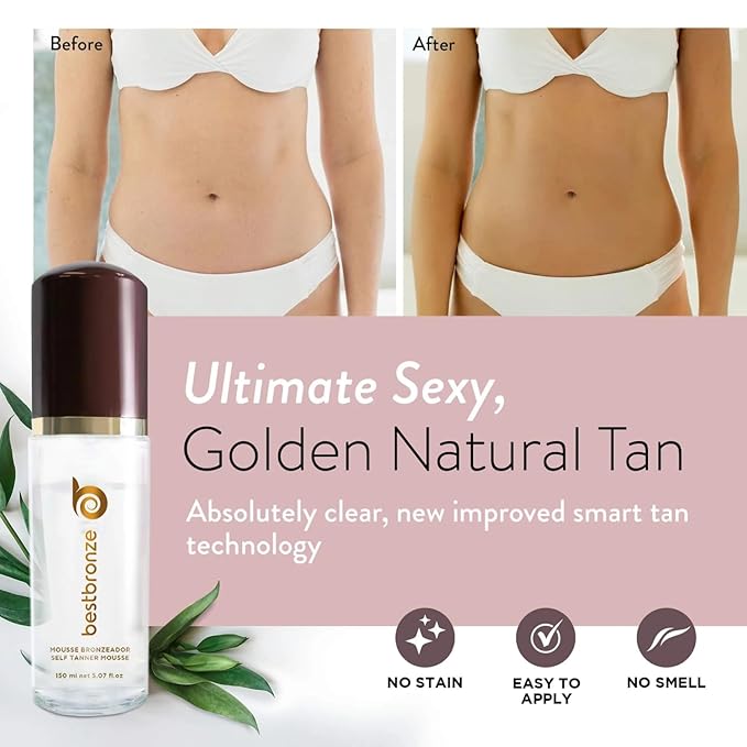 Best Bronze Clear Self Tanner Kit Mousse with Mitt – Sunless Tanner Foam for Customizable Self Tan, Light to Dark Fake Tan – Vegan Tanning Mousse – Sunless Tanning Foam (5.07 Fl Oz & Mitt)
