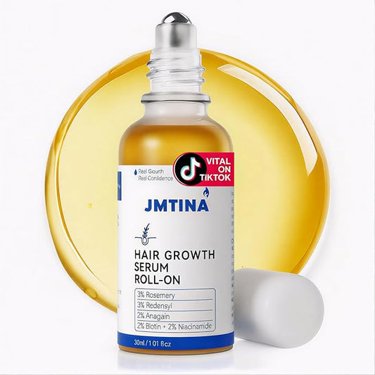 Hair Growth Serum Roll On | 3% Rosemary, 3% Redensyl & 2% AnaGain Complex | + Biotin & Niacinamide | Fast-Absorbing No-Rinse Treatment for Thinning Hair in Women & Men (1 Fl Oz Pack of 1)