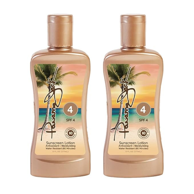 Panama Jack Sunscreen Tanning Lotion - SPF 4, PABA, Paraben, Gluten & Cruelty Free, Antioxidant Moisturizing Formula, 6 FL OZ (Pack of 2)