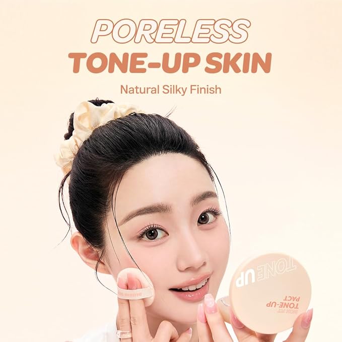 I'M MEME Compact - Skin Fit Tone Up Pact | Flawless Finish Powder with Aqua Sebum, Soft&Velvet Pressed Powder Compact, Smooth Pores&Fine Lines, Makeup Powder, Oil Control, Stocking Stuffers, 0.35 Oz
