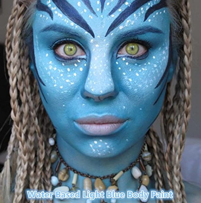 Go Ho Light Blue Face Paint Washable for Halloween Makeup,Creamy to Gel Water Based Body Paint Full Coverage for Adults Children Cosplay Ghost Bride SFX Costumes Festivals Makeup,25g