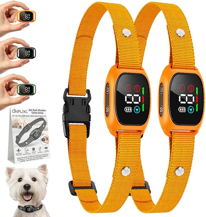 Anti Bark Vibration Collar Device for Large Medium Small Dogs 6-150lbs Smart Ai Automatic Puppy Dog Beep No Shock Barking Training Collars Rechargeable IP67 Waterproof Adjustable 8 Sensitivity