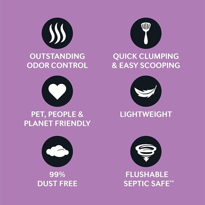 World's Best Cat Litter, Lavender Scented, Long-Lasting Odor Control, 15 lb | Controls multi-cat odors with a calming lavender scent; natural corn litter, quick clumping, flushable, 99% dust free formula