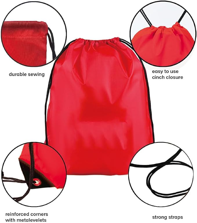 Drawstring Backpack Bulk 40Pcs Draw String Backpack Bags DIY Gym Sports Traveling Yoga Cinch Bag Sackpack Drawstring(red)