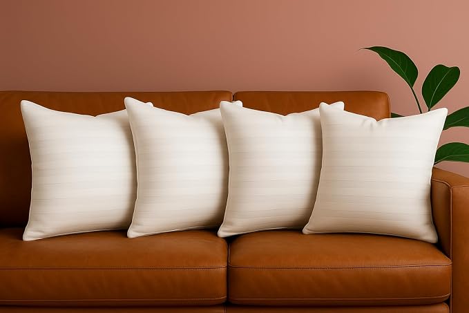 Trendy Home 16x16 Throw Pillow Insert (Set of 4, White) Bed and Couch Pillows Stuffer Hypoallergenic, Decorative Home Outdoor Sofa Pillow Filler (Machine Wash, 4 Pack)