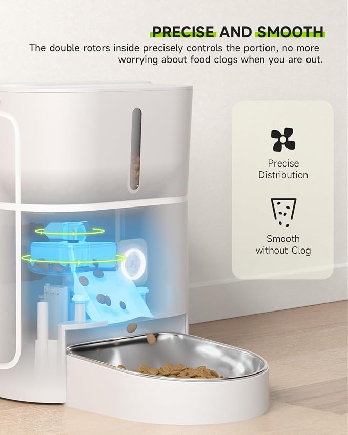 Automatic Cat Feeder, 2.4G Wi-Fi Cat Food Dispenser with APP Control, 3L Timed Pet Feeder for Pet Dry Food, 1-10 Meals Per Day