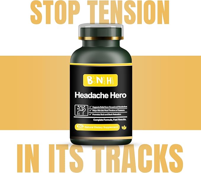 Headache Hero - Relaxes Head & Neck Muscles - Helps Prevent Future Migraines - Not for Immediate Relief - Improves Oxygen to Brain - 14 Natural Ingredients - Tension in Shoulders & Scalp - 150 Count
