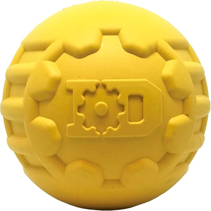 SodaPup Industrial Dog Gear Ball – Durable Ball Toy, Chew Toy, & Treat Dispenser Made in USA from Non-Toxic, Pet-Safe, Food Safe Natural Rubber Material for Bonding, Mental & Physical Exercise, & More