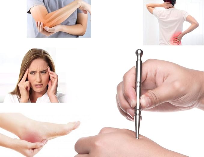 FeelFree Sport Acupuncture Pen-TMJ Massager Deep Tissue Massage Tool-Trigger Point Massage Relief Pain Therapy Tools Full Body Relaxing Trigger Self-Massage Acupressure Bar (A)