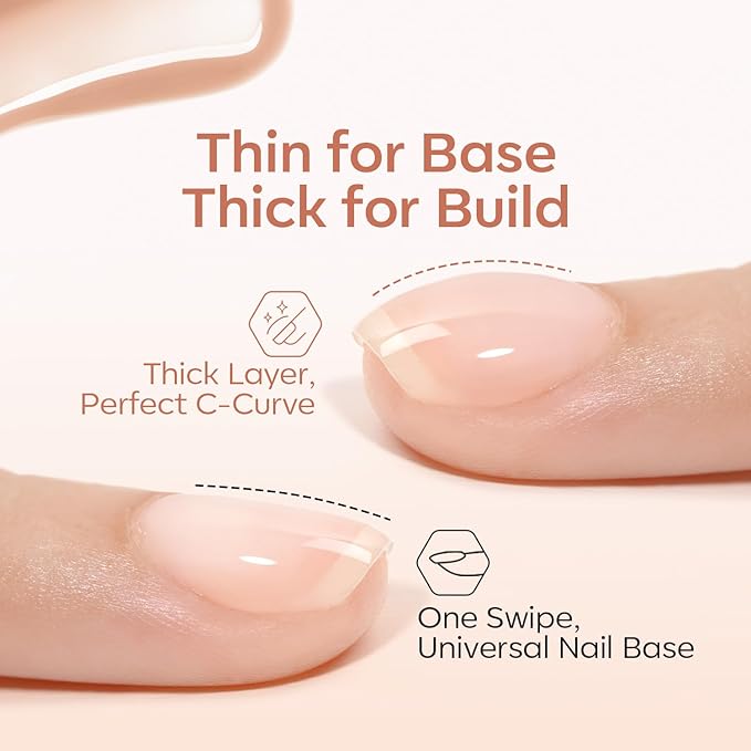 modelones Rubber Base Builder Nail Gel Polish, 6 French Tip Base Color Nude White Baby Milky Pink Strengthener Apex Building Extension Protect Weak Nails Long Last U V Manicure Gift for Women