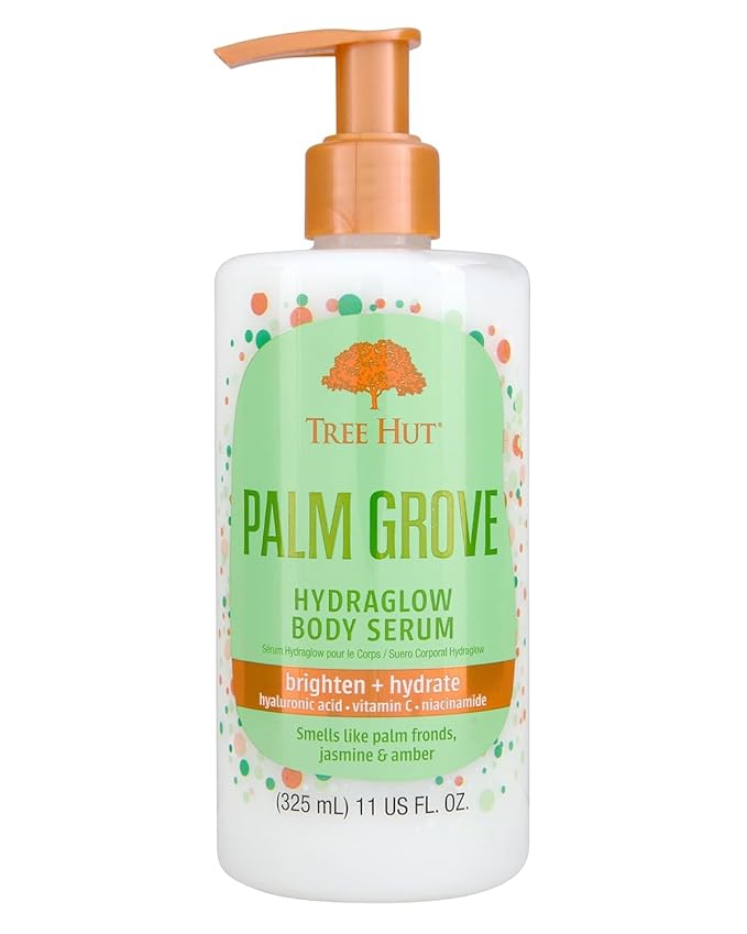 Tree Hut Palm Grove Hydraglow Body Serum, Brighten & Hydrate, with Hyaluronic Acid, Vitamin C & Niaciamide, 11 Oz.