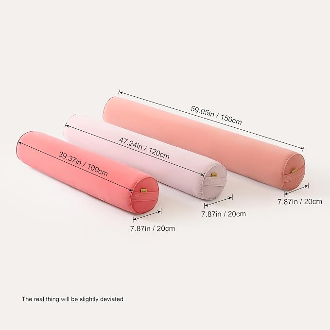 Body Pillow for Adults, Coral Peach, 59" x 7.87" | Long Round Pillow, Big Cylindrical, Full Bolster, For Side Sleepers