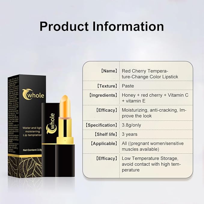LEONTY Red cherry lipstick Magic Temperature-Change Color Lipstick Moisturizing Lipstick Long Lasting for men and women
