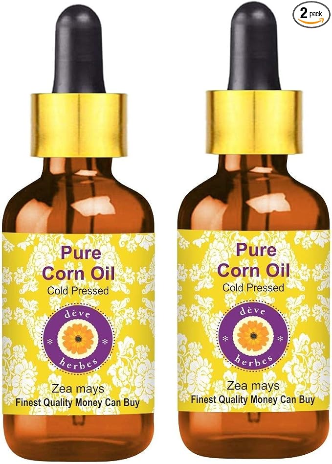 dève herbes Pure Corn Oil (Zea mays) with Glass Dropper Cold Pressed (Pack of Two) 100ml X 2 (6.76 oz)