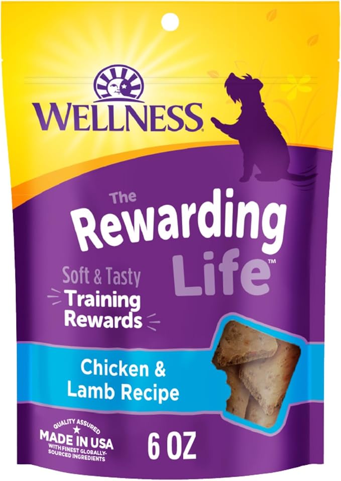 Wellness Rewarding Life Soft Dog Training Treats, Natural, Grain Free, Chicken and Lamb Recipe, 6 oz Bag