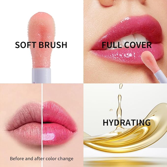 Color Changing Lip Oil – Hydrating Glossy Lip Tint with Natural Shine, Non-Sticky Nourishing Lip Glow, Long-Lasting Moisture for Soft & Plump Lips(01 STRAWBERRY BOMB)