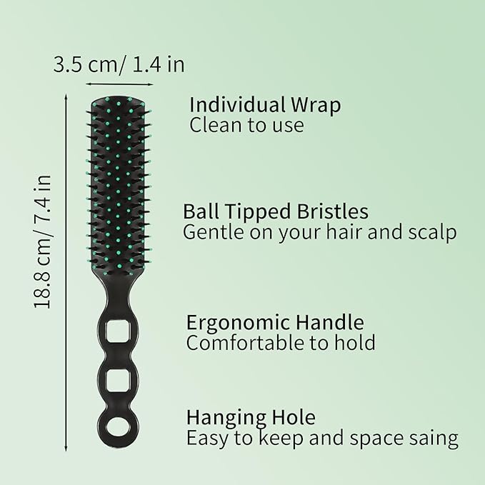 Disposable Hair Brush Individually Wrapped, Hair Brushes Bulk for Homeless Shelter, Hotel, Salon, Nursing Home, Charity and Church (Green bristle, 60 Pack)
