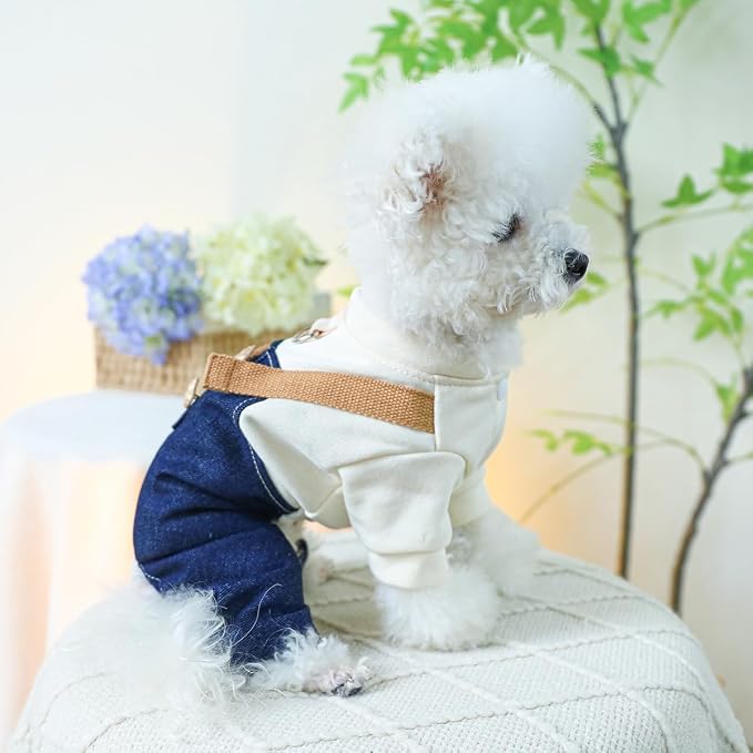 Dog Stylish Overalls Comfortable Puppy One Piece Outfits Summer Bib Overalls for Small Dogs Cute Pet Onesie Jumpsuit Chihuahua Yorkies Birthday Holiday Clothes Cat Costume