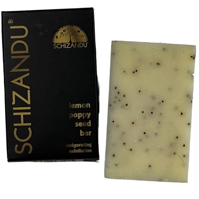 Schizandu Organics Lemon Poppy Seed Bar Soap, Organic Herbal Skin Detox with Essential Oils | 4 oz. | 100% Pure Natural Luxury For Skin Renewal and Exfoliation | Moisturizing, Nourishing Beauty Bar