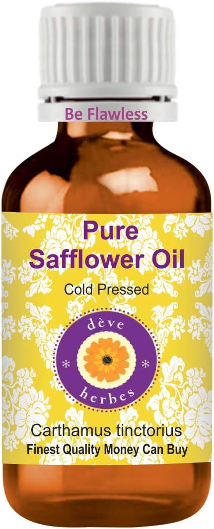 Deve Herbes Pure Safflower Oil (Carthamus tinctorius) Cold Pressed 30ml (1 oz)