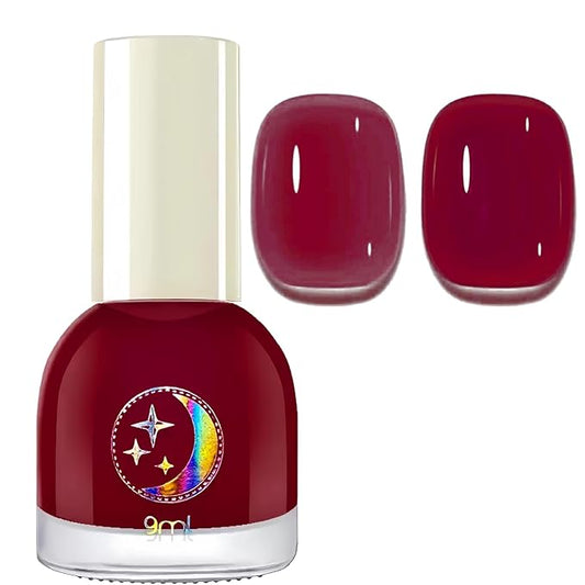 NovaCharm Jelly Red Nail Color, Water Based Quick Dry Polish for Women & Girls, Non Toxic Glossy Cherry Nail Color, Highly Pigmented Wine Red Shade for Beginners, 9 ML