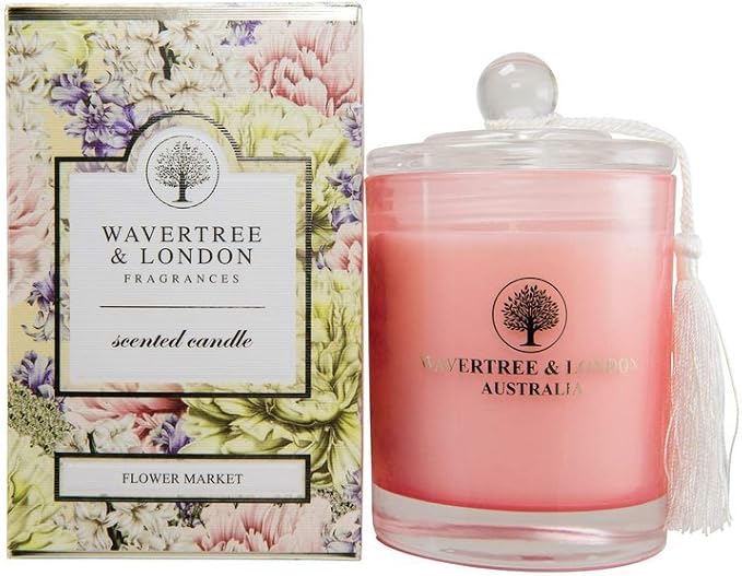 Wavertree & London Organic Flower Market Scent Soy Wax Candle | Non Toxic 100% Cotton Wick Triple Scented Pure Natural Soy Wax Candles, Hand Poured in Australia | 60 Hours Burning Time, 11.66 Oz