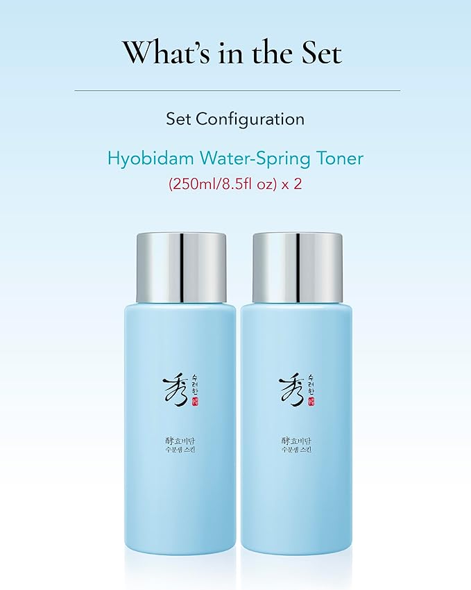 Sooryehan Water Spring Toner Gift Set (8.5fl oz, Pack of 2) - Hydrating, Nutrient-Rich Toner for Conditioning. Korean Skincare by LG Beauty. Fermented Ginseng, Hyaluronic Acid, Amino Acid.