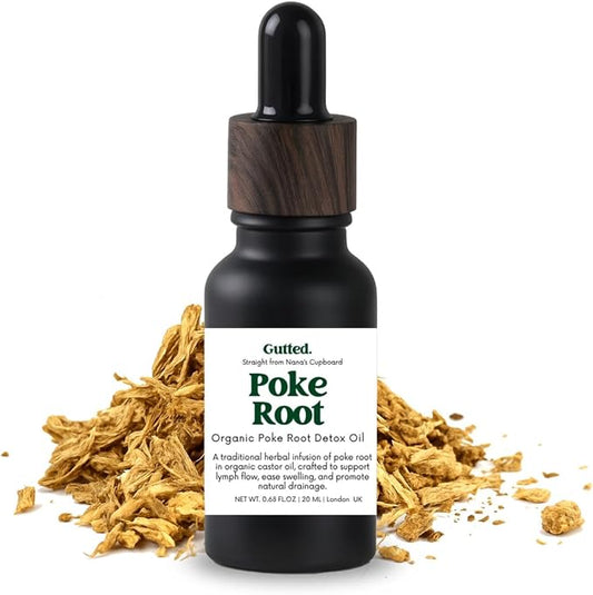 Organic Poke Root & Castor Oil Drops | Herbal Lymphatic for Swollen Lymph Nodes, Joint Support, Circulation & Fluid Balance | Natural Deep Tissue Relief | 20ml (0.68 fl oz)