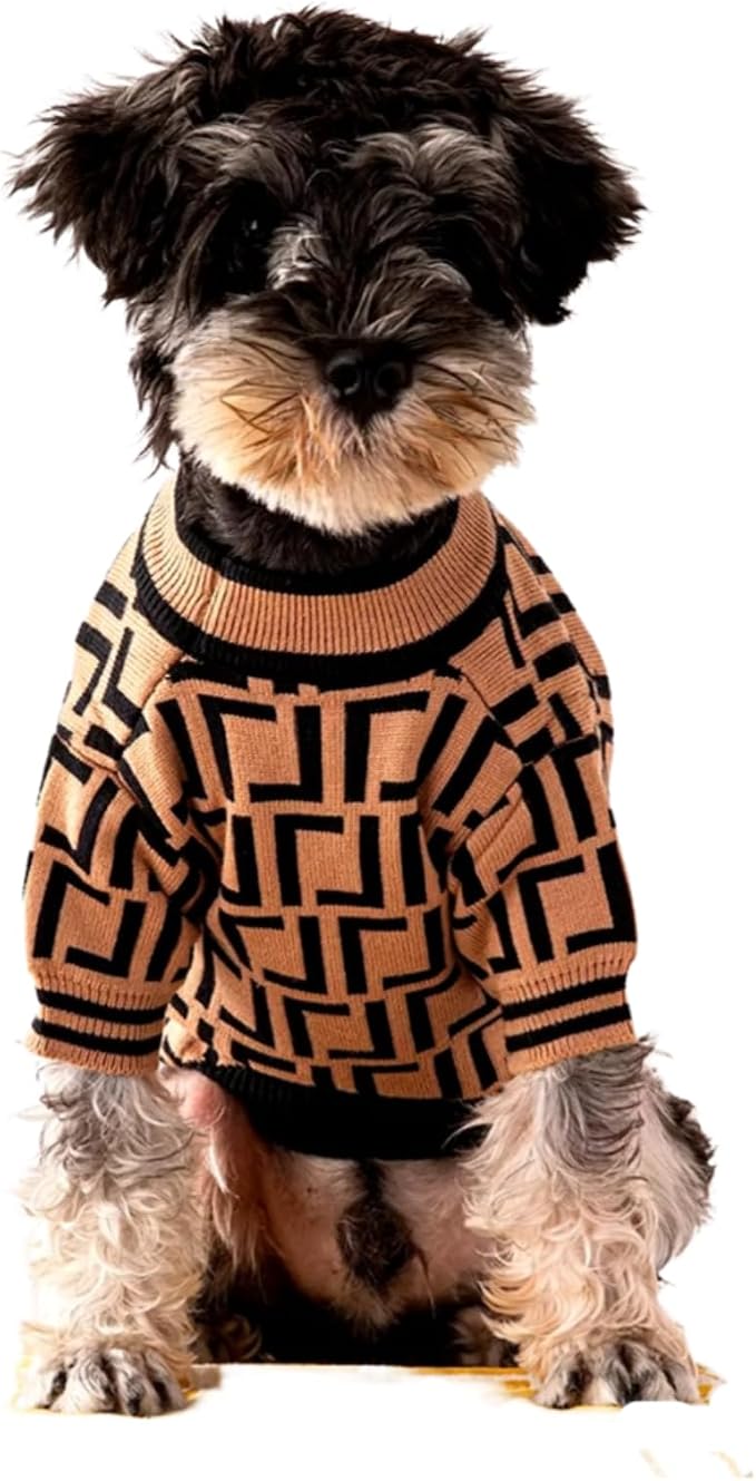 Dog Sweater for Small Dogs, Designer Dog Clothes, Luxury Furdi, Soft Knit | Designer dog clothes for small dogs with soft knit comfort, luxury styling and easy pullover fit for Yorkies in cold weather.