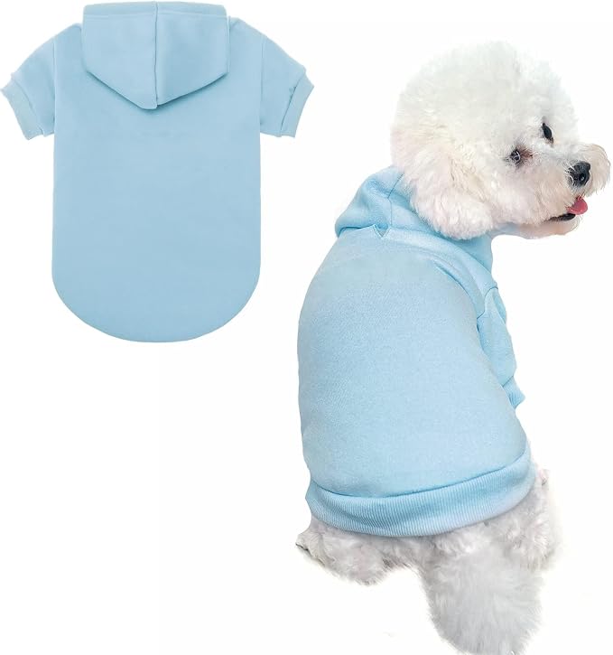 BINGPET Dog Hoodie for Small Medium Dogs, Soft Pullover Pet Sweater | Warm Dog Sweatshirt Clothes, Winter Hooded Outfit for Girl Boy Dogs Puppy, French Pitbull Cold Weather Coats Wear, Blue SM