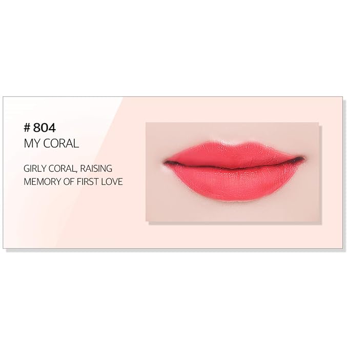 bom My Lipstick #804 Coral Long Lasting Strong Coral Matte Lipstick Velvet Texture