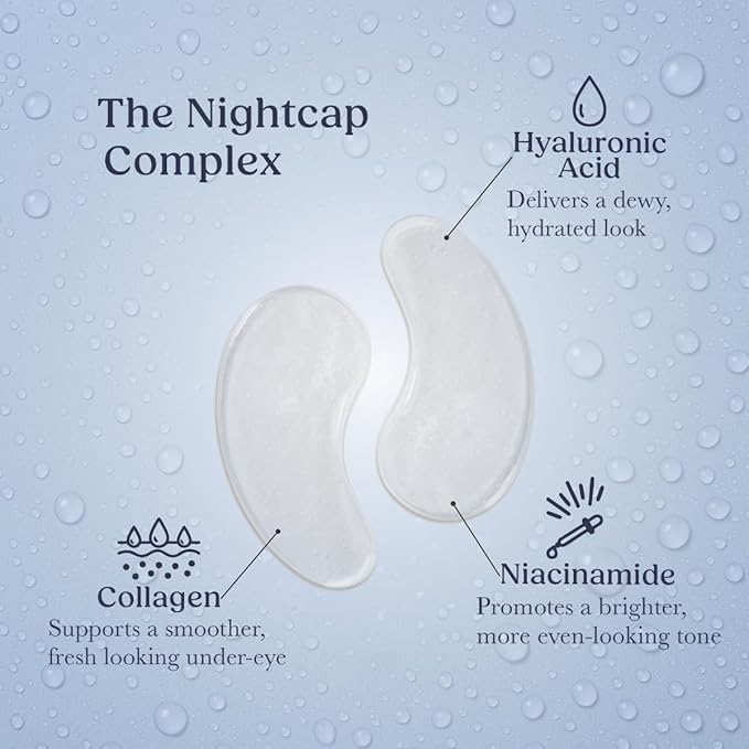 Casey Aileen Nightcap Under Eye Patches – Cooling Hydrogel Eye Masks for Puffy Eyes, Dark Circles & Tired Skin – Collagen, Hyaluronic Acid, Niacinimide– 24 Pair Set