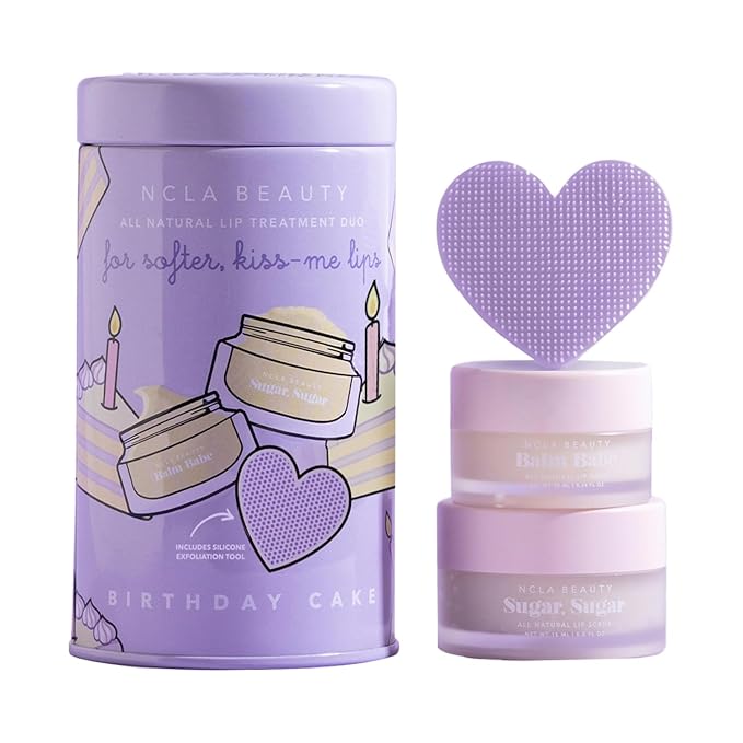 NCLA - Lip Care Set + Lip Scrubber | Clean, Natural, Non-Toxic Beauty (Birthday Cake)