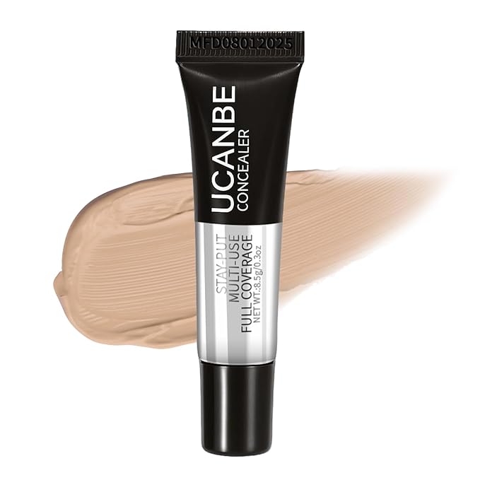 UCANBE Stay-Put Full Coverage Concealer, Long-Wear Waterproof, Under Eye Brightener Concealer, Color Corrector for Dark Circles, Acne, Blemishes, Redness Color Correcting Cream (05 MEDIUM SAND)