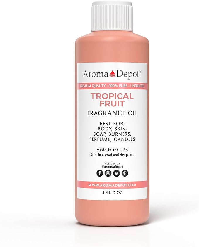 Aroma Depot Tropical Fruit 4 fl oz. Fragrance Oil I Perfume I Skin Oil I Scented Oil for DIY Projects Bath Bombs, Body Butters, Creams & Lotions. Works for Diffuser, Burners, or Warmers.