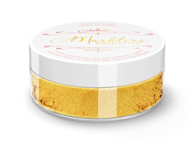 MARBLERS Fine Natural Mica Powder [Boutique Gold] 0.11oz (3g) | Highly Pigmented | Non-Toxic, Vegan, Cruelty-Free | Eyeshadow, Body Butter, Nail Polish, Nail Art | Party, Body, Face Makeup