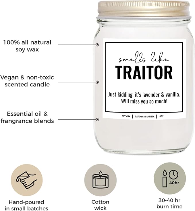 You Nique Designs New Job Candle for Women, 9 Ounces, Going Away Gifts for Coworker, Coworker Leaving Candle for Women, Farewell, Goodbye, All Natural Soy Aromatherapy Candles (Lavender & Vanilla)